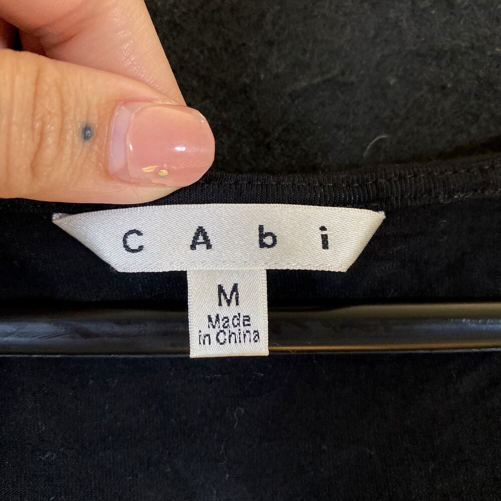 Cabi Womens Blouse Black Long Sleeve Ruched Wrapped Round Neck Stretch M - Picture 4 of 11
